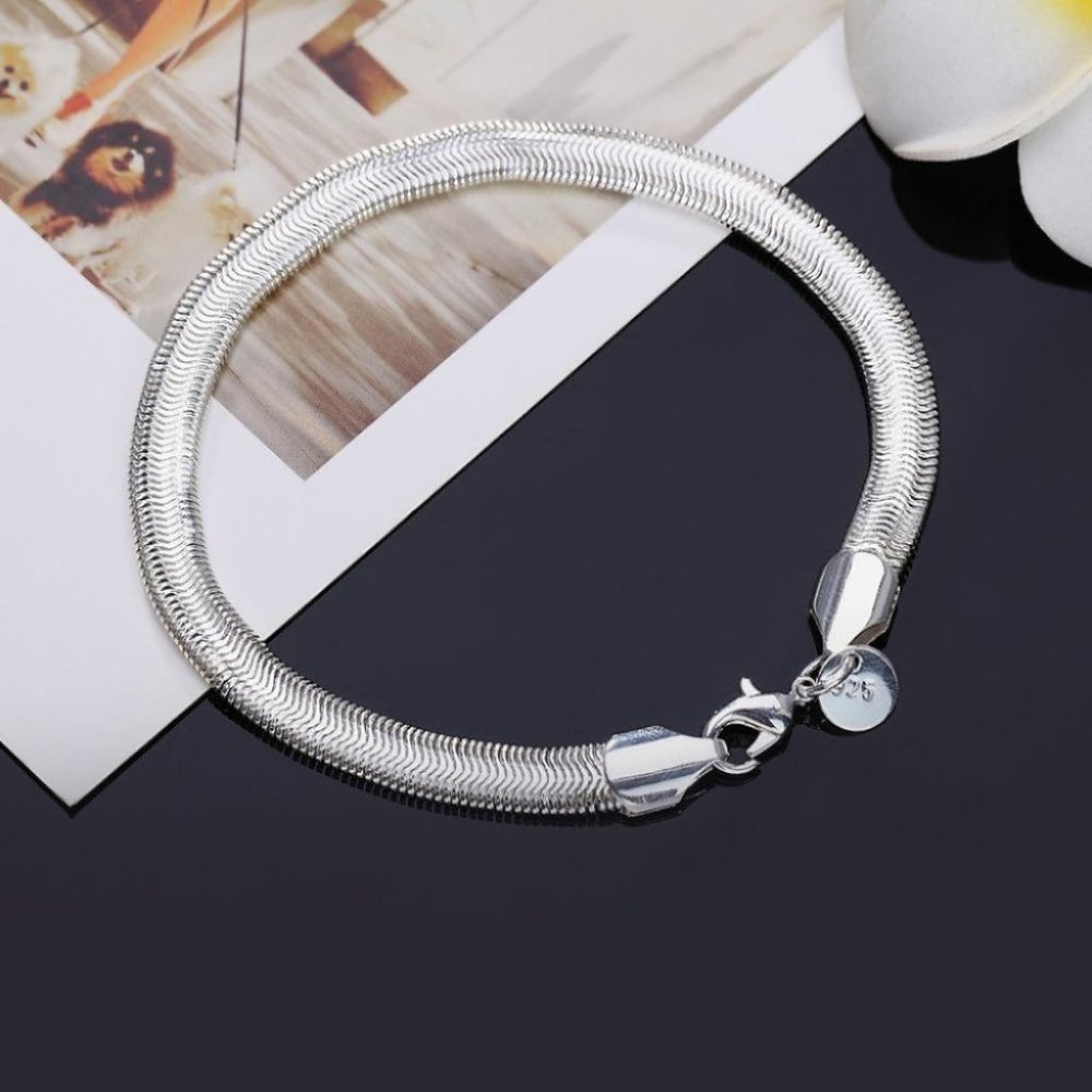 ***New 925 Silver Stamped Snake Bracelet - Picture 5 of 5